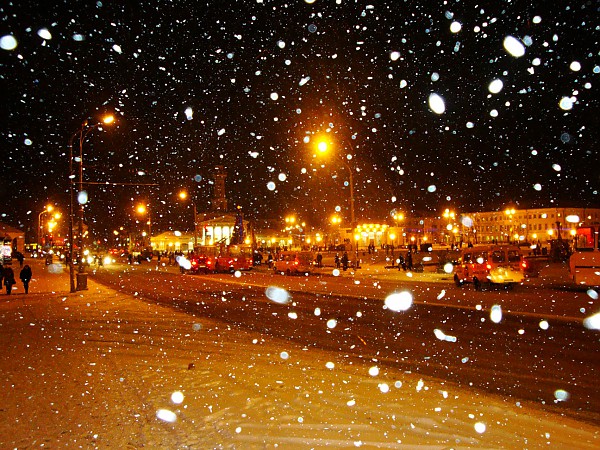 Новогодний зимний вечер на Сусанинской Площади
